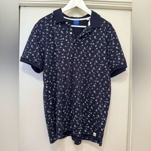 Navy Blue Patterned Polo Shirt